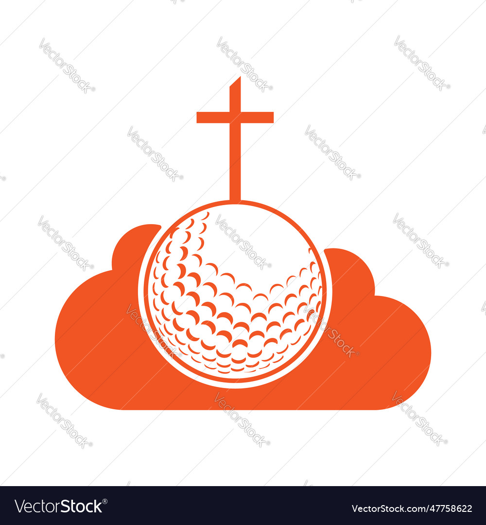 Golf ball and christianity cross inside a shape