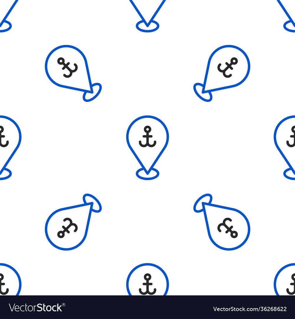 Line map pointer with anchor icon isolated vector image Line map pointer with anchor icon isolated