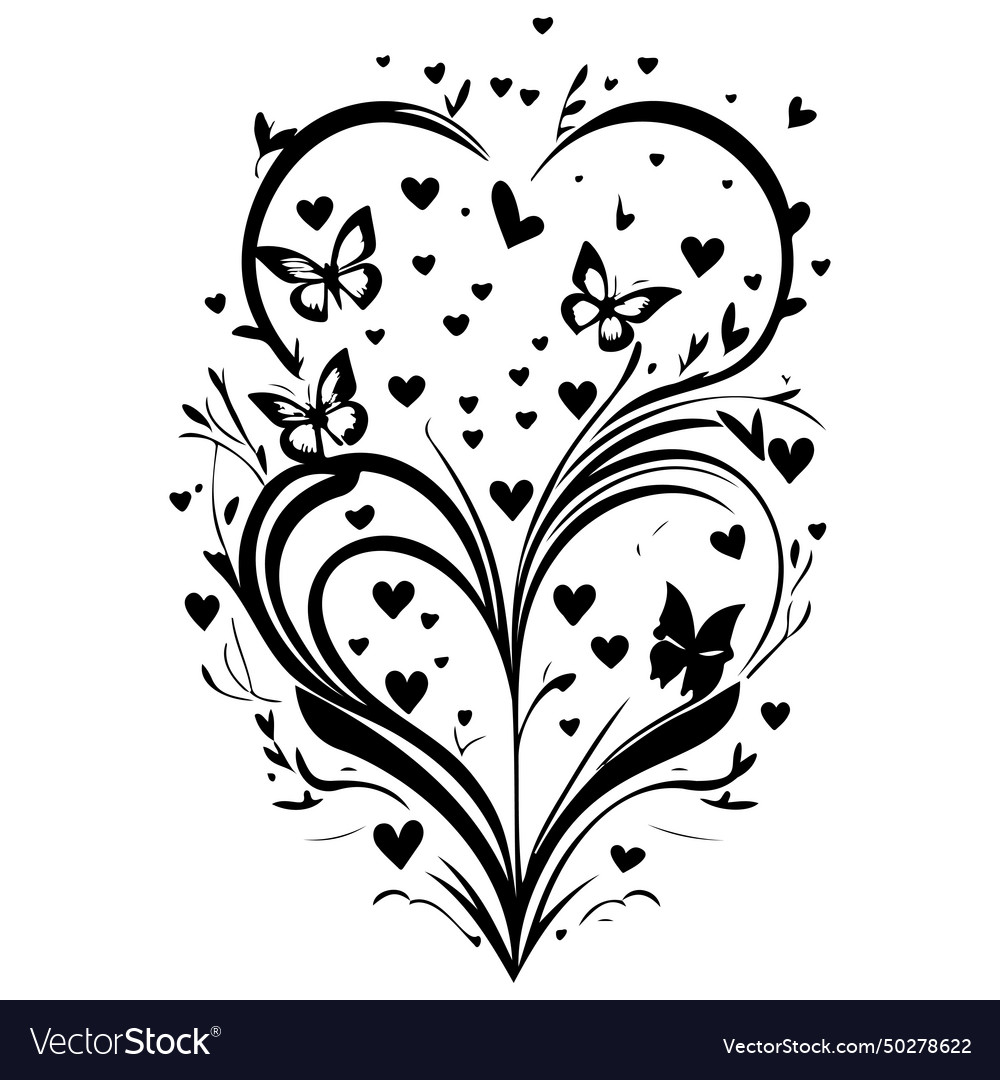 Love with butterfly valentine hand draw Royalty Free Vector