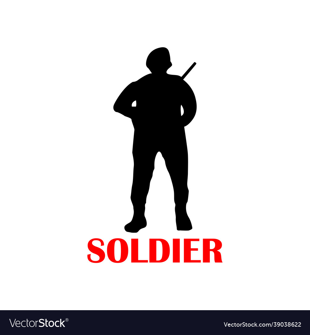 Modern armed soldier silhouette logo concept