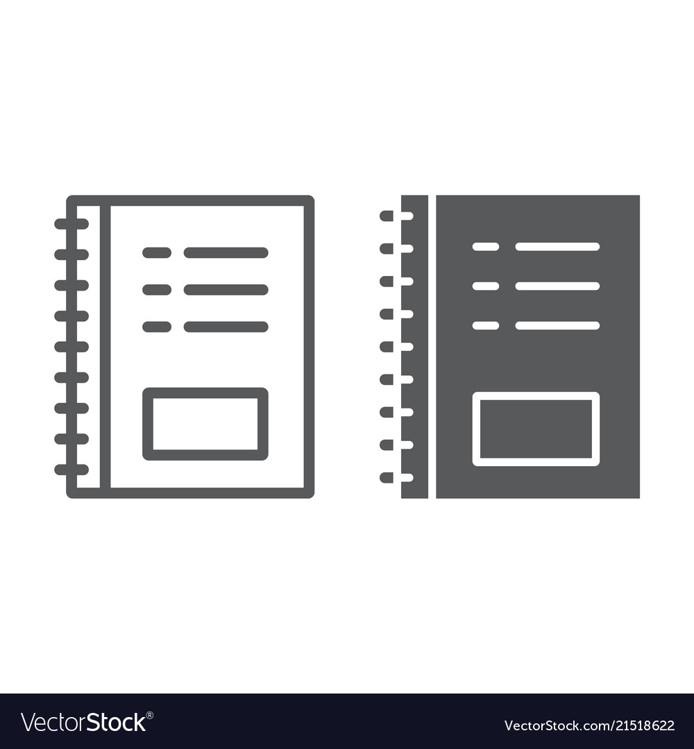 Notebook line and glyph icon office