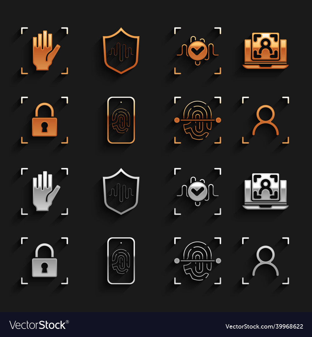 Set mobile with fingerprint scan laptop face vector image Set mobile with fingerprint scan laptop face