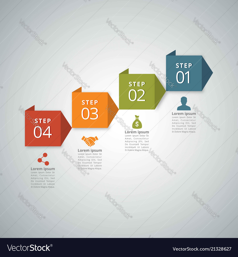 4 steps of infographic with red orange green