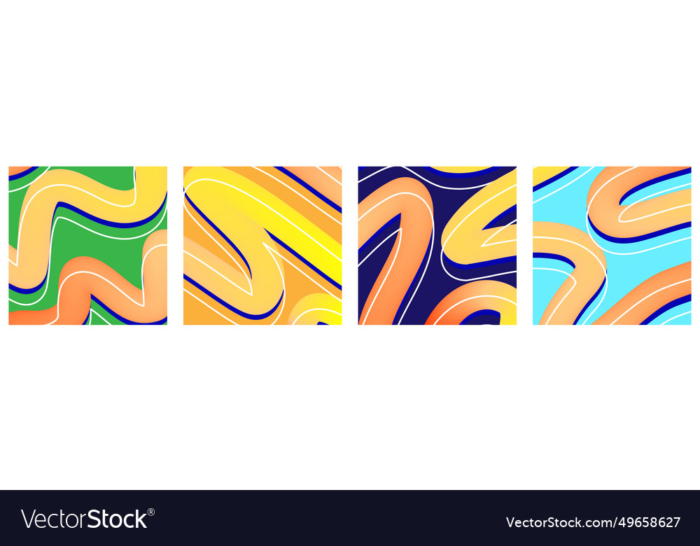Abstract line color banner set colorful style vector image Abstract line color banner set colorful style