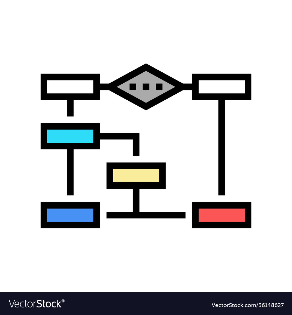 Algorithm neural network color icon vector image Algorithm neural network color icon