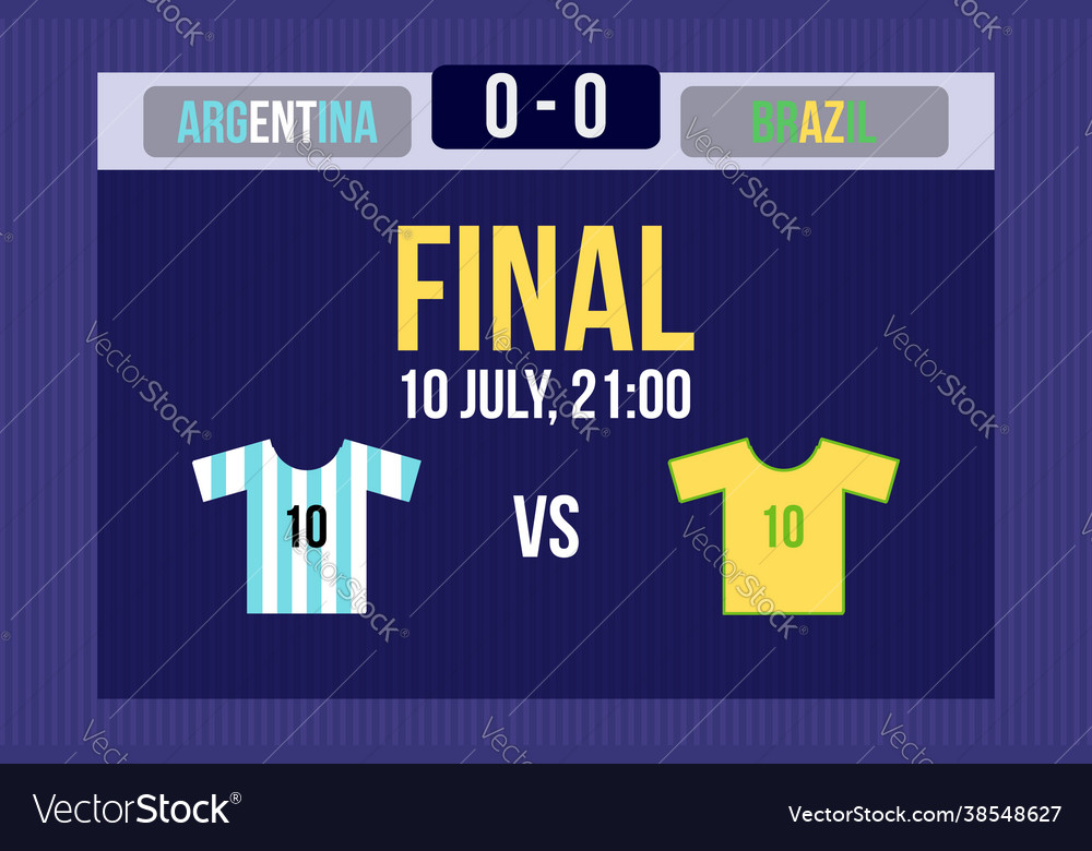 Argentina Vs Brazil Scoreboard Broadcast Template Vector Image