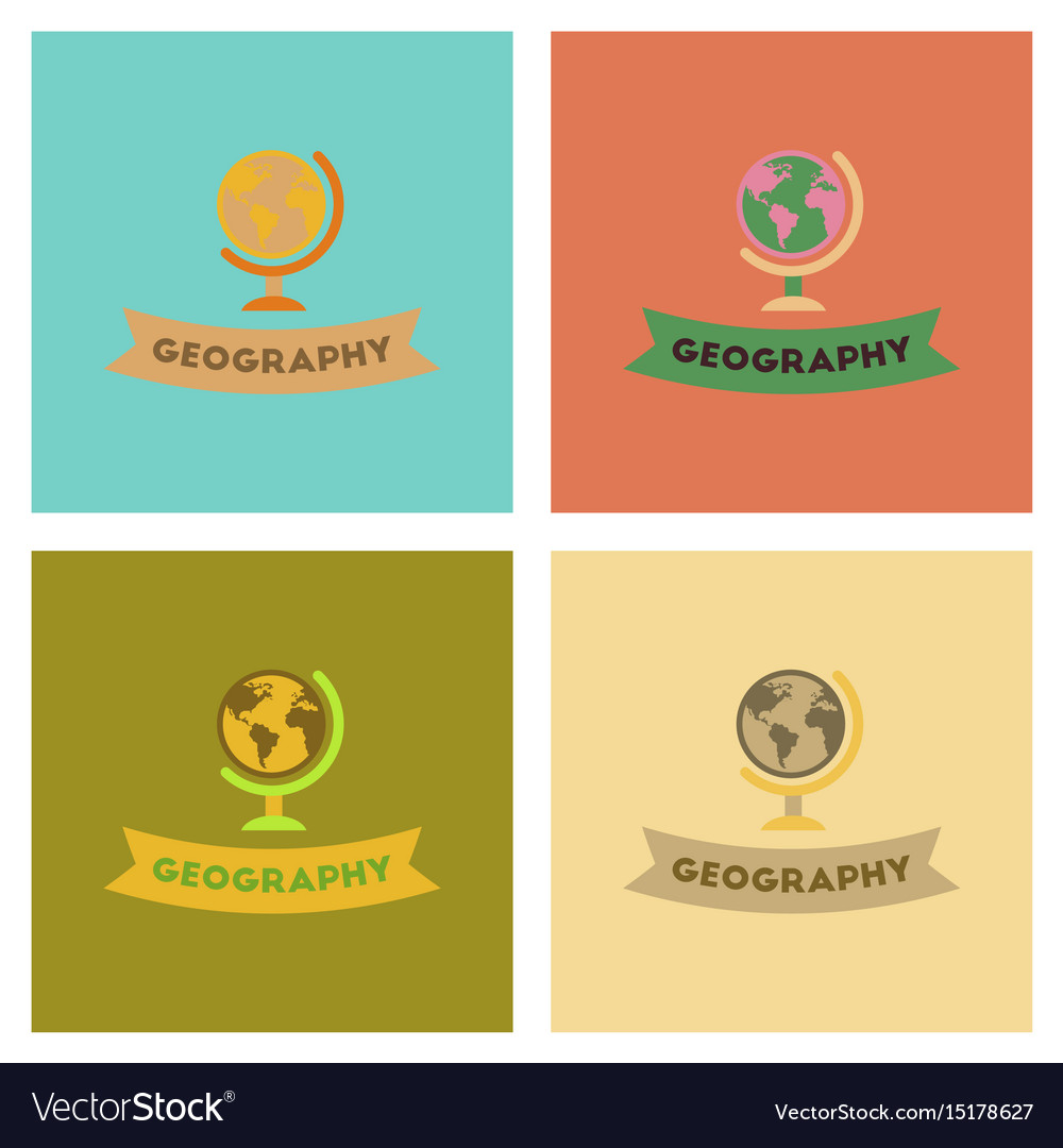 Assembly flat icons geography lesson