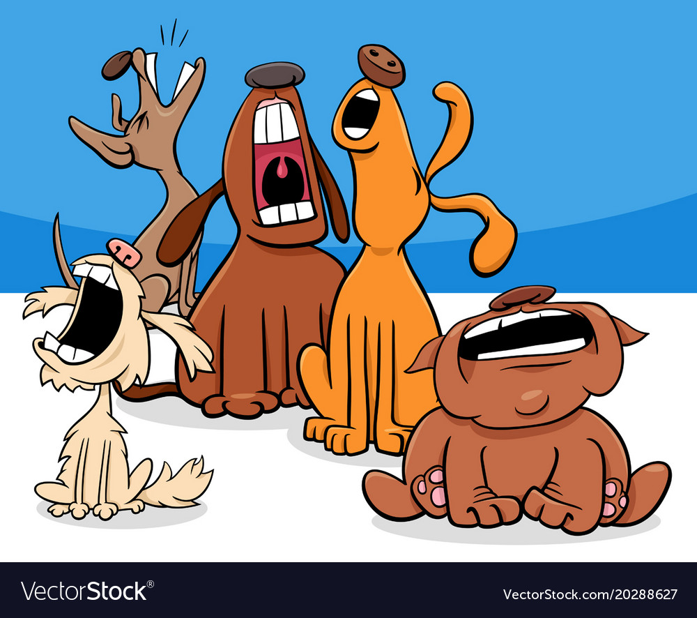 Barking or howling dogs cartoon characters group Vector Image