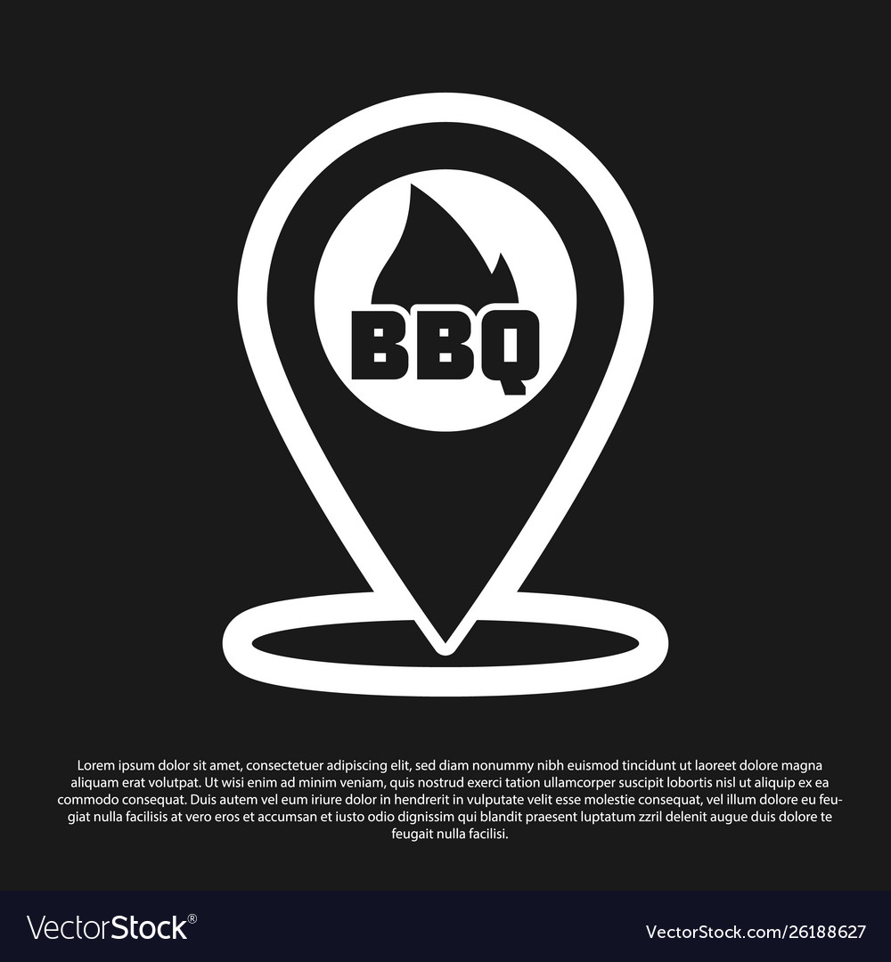 Black map pointer with barbecue icon isolated Vector Image Black map pointer with barbecue icon isolated