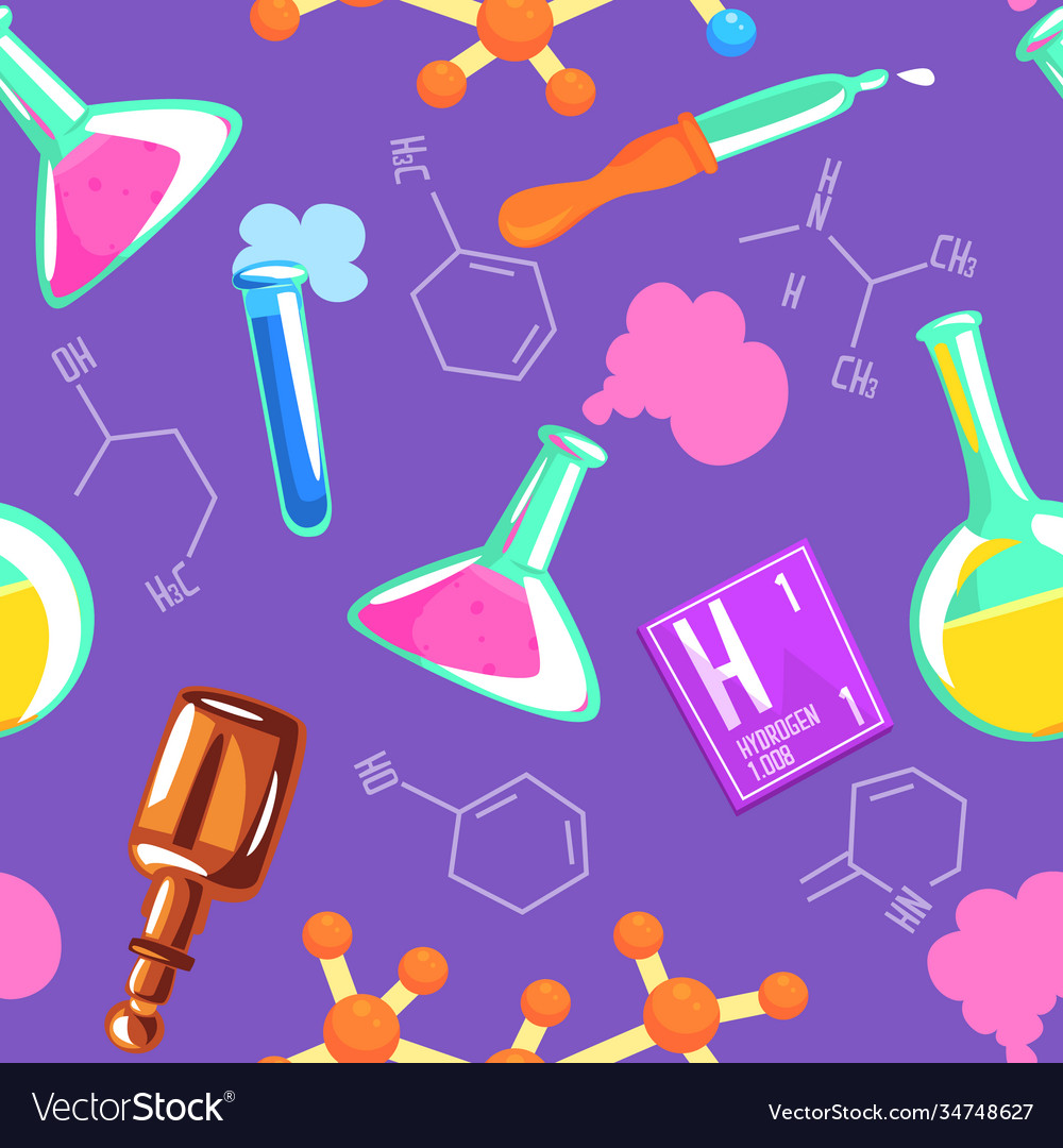 Chemistry tools seamless pattern school college Vector Image