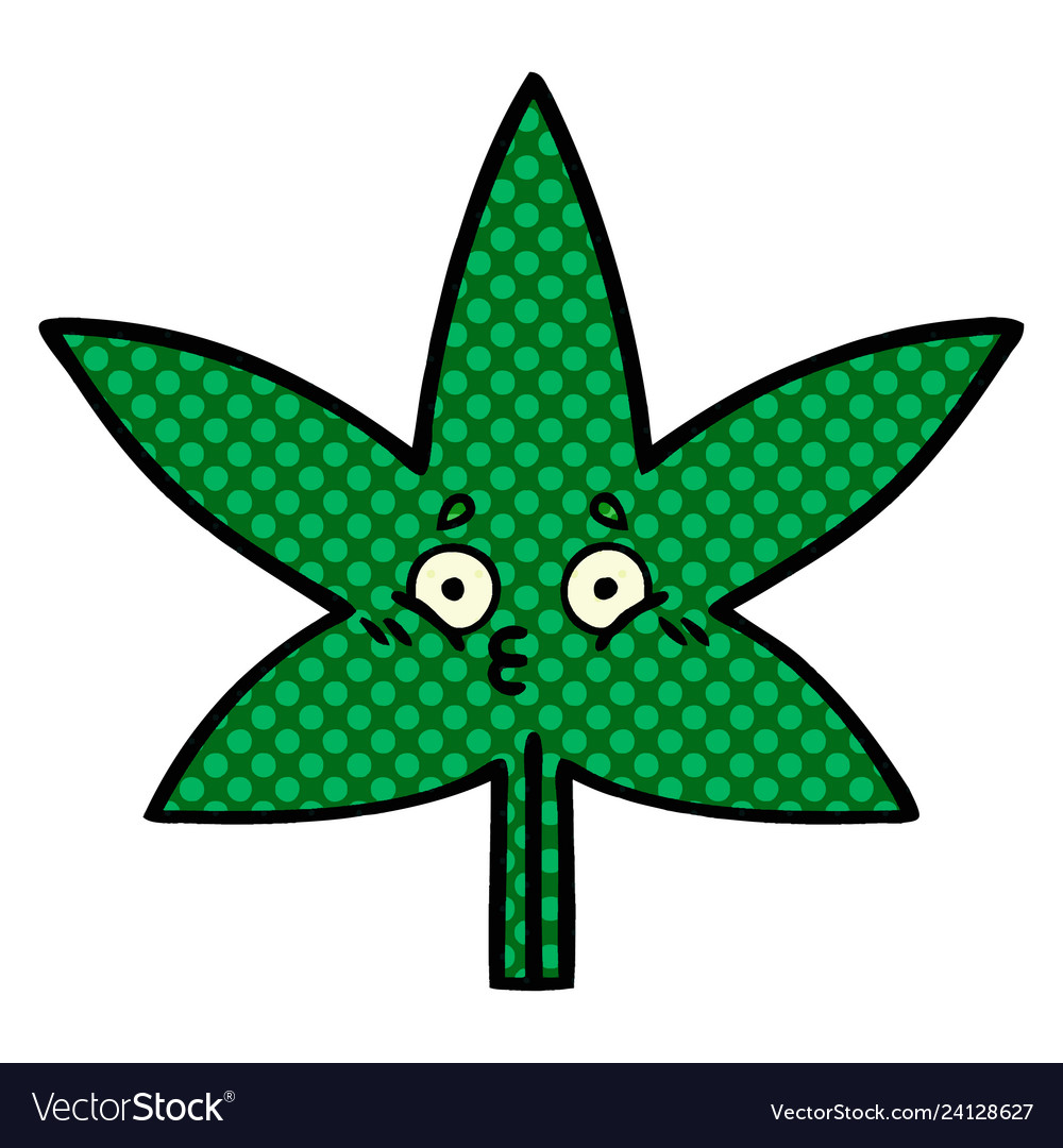 Comic book style cartoon marijuana leaf Royalty Free Vector