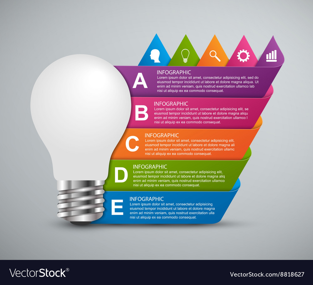 creative 3d light bulb infographics design vector image