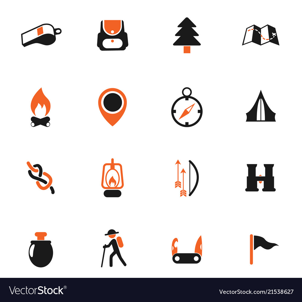 Day of scouts color icon set