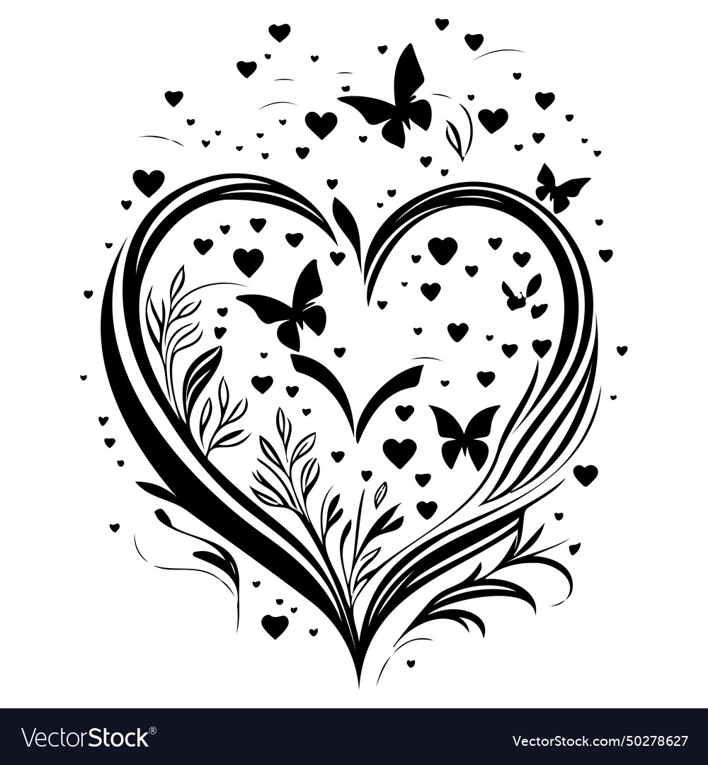 Love with butterfly valentine hand draw Royalty Free Vector