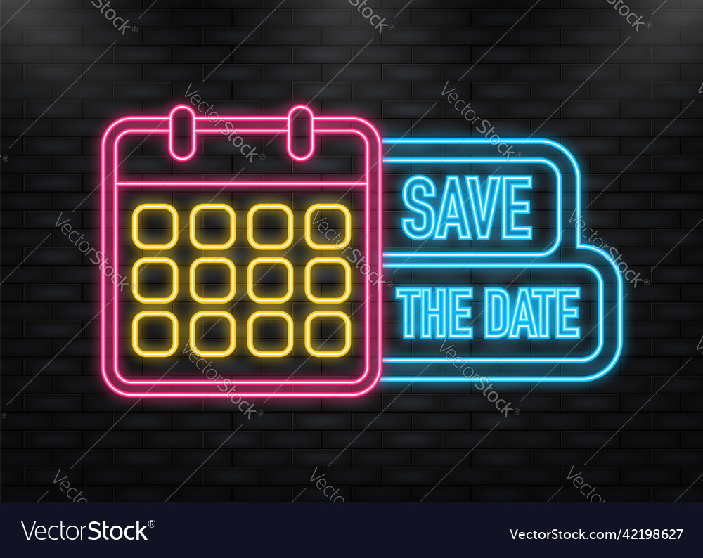 Neon icon flat modern calendar banner with save