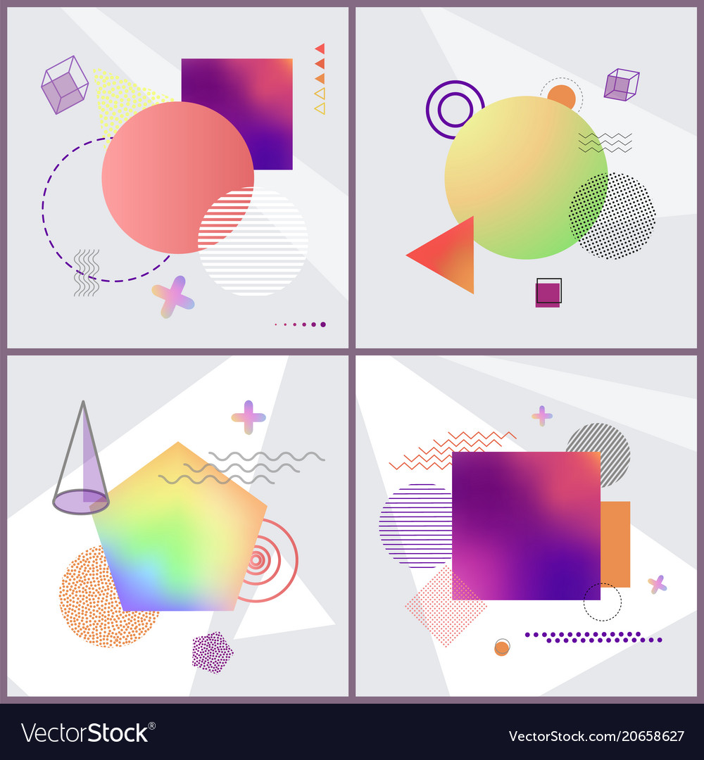 Posters with abstraction set vector image Posters with abstraction set