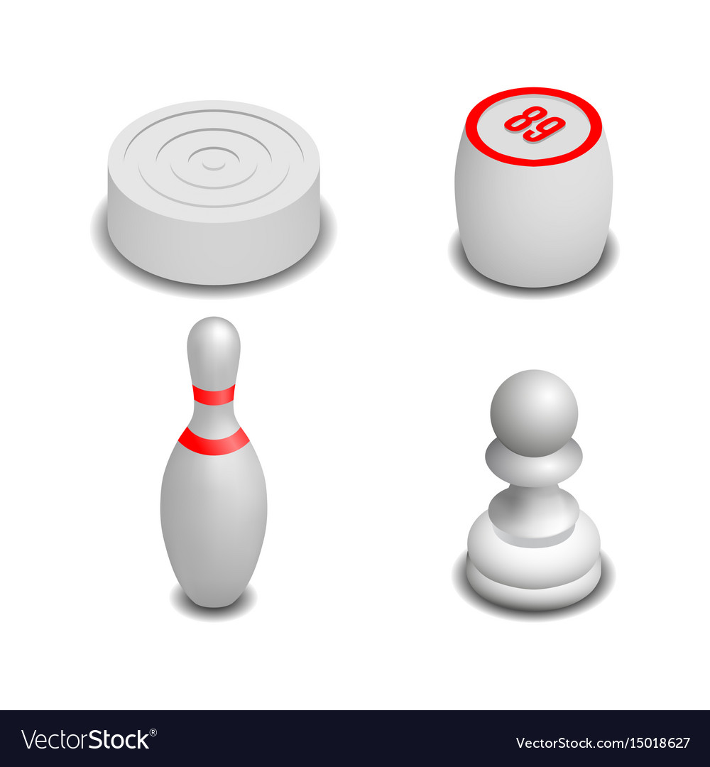 Realistic game icons in isometric style