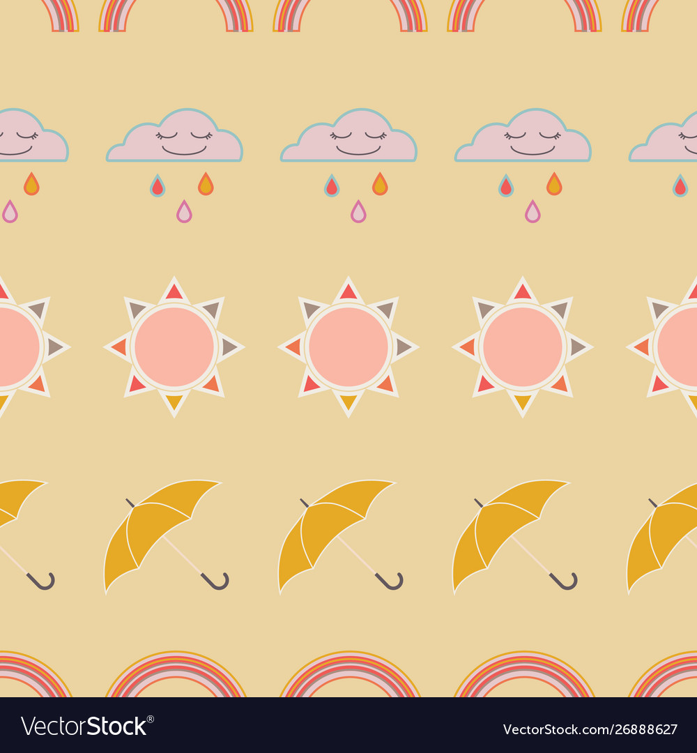 Repeat seamless pattern with clouds rain Vector Image Repeat seamless pattern with clouds rain