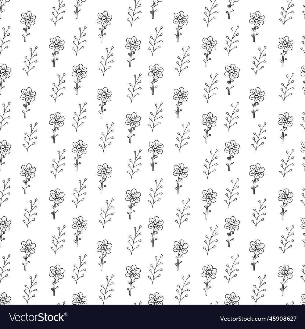 Seamless pattern with branch abstract and flower