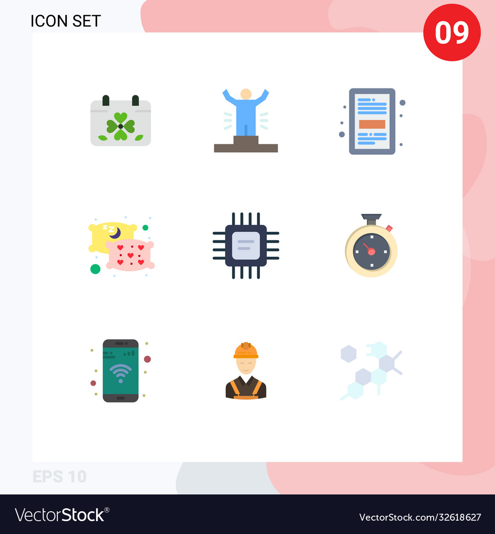 Set 9 flat colors on grid for sleep pillow