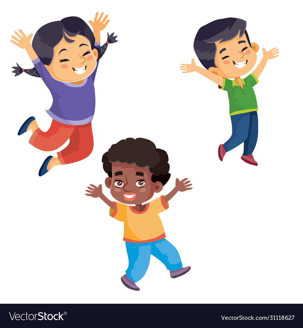 Set happy children who are happy and having fun Vector Image