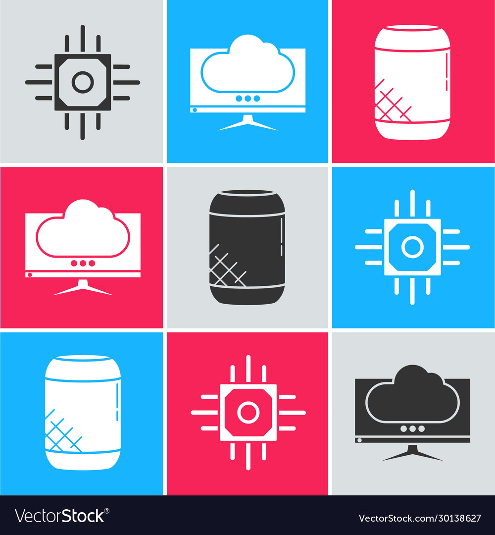 Set processor computer monitor screen and voice Vector Image Set processor computer monitor screen and voice