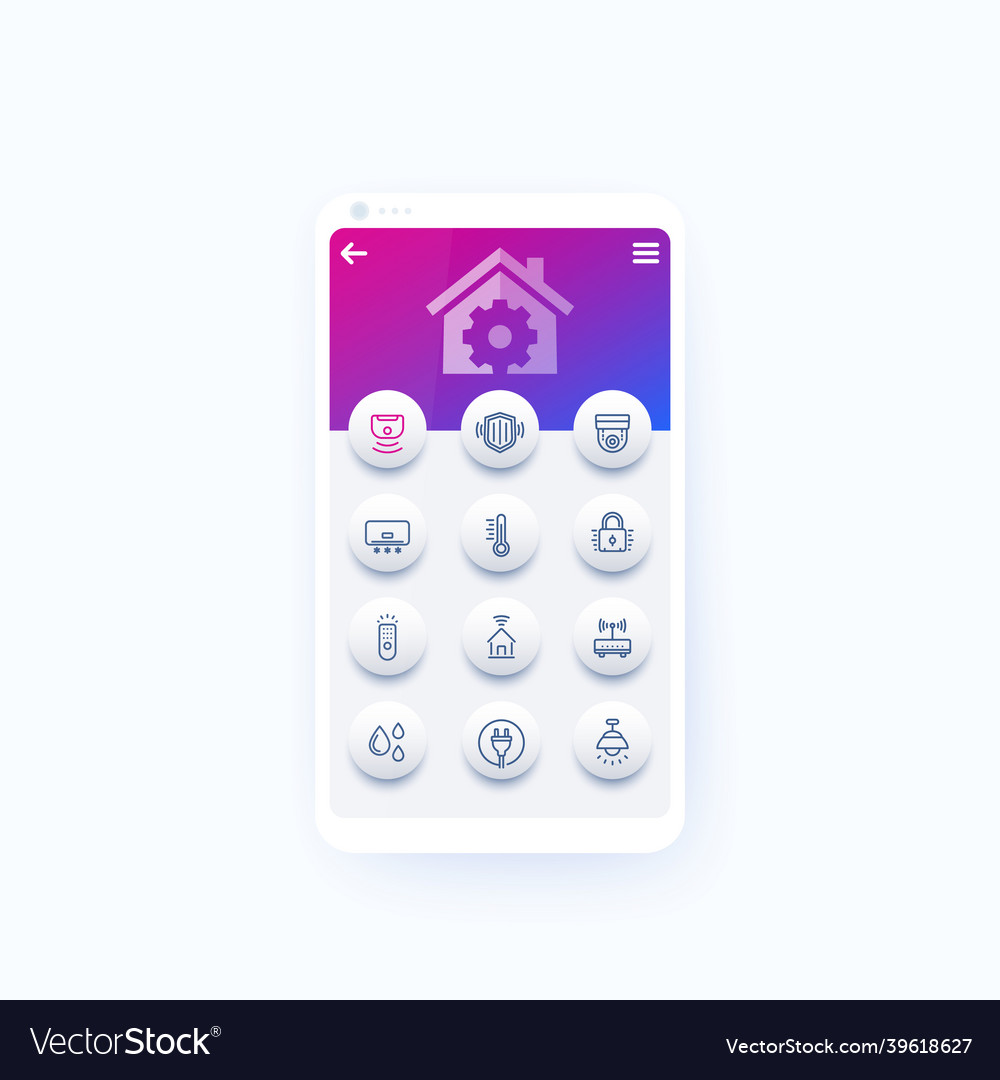 Smart House Home Automation App mit Liniensymbolen