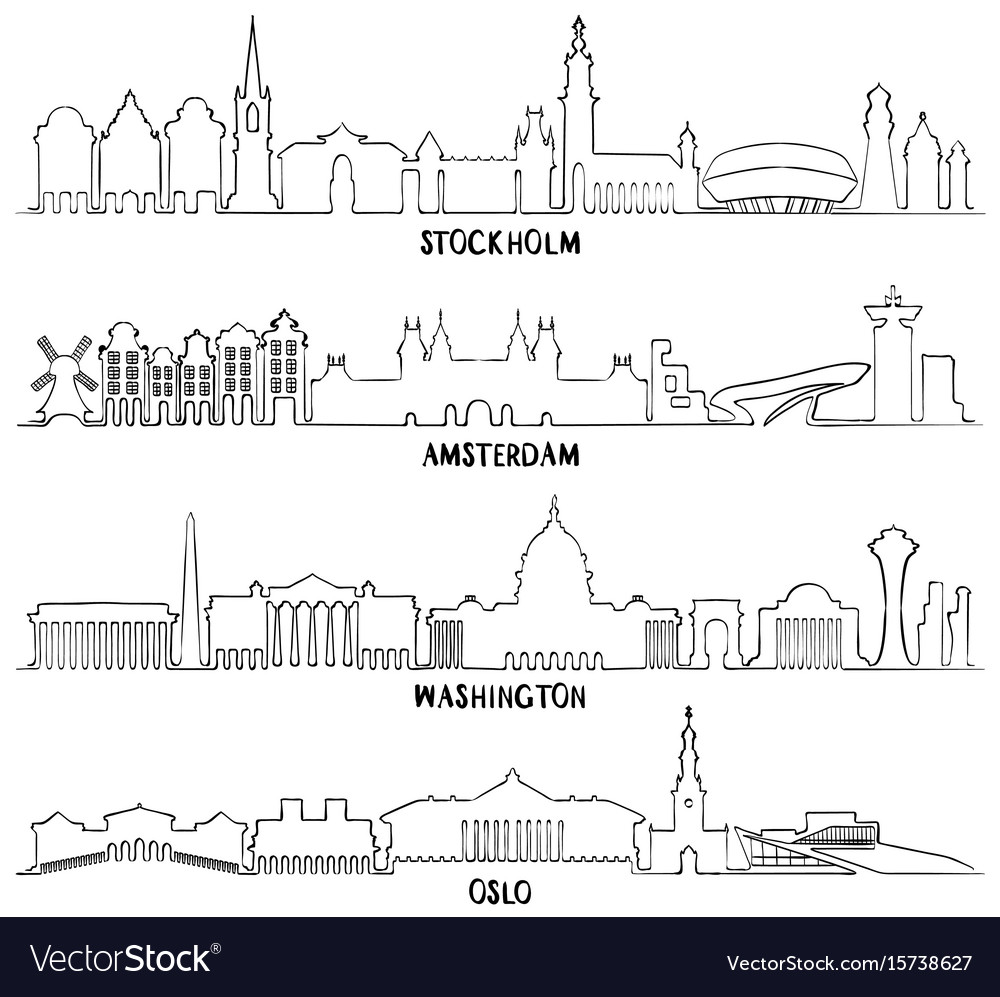 Stockholm amsterdam washington and oslo Royalty Free Vector