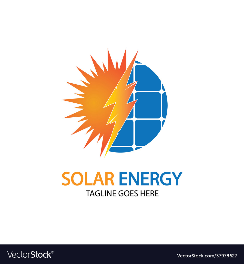 Sun solar energy logo design template solar tech Vector Image