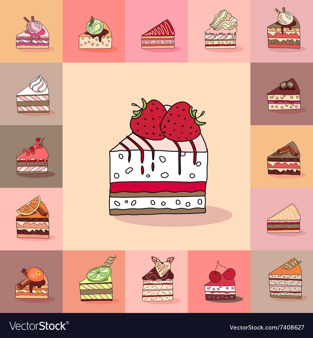 Template with different kinds of cake slices