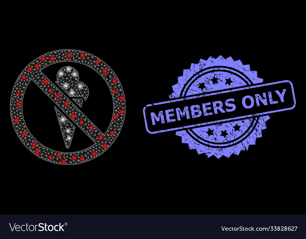 Textured members only stamp and bright web net vector image Textured members only stamp and bright web net