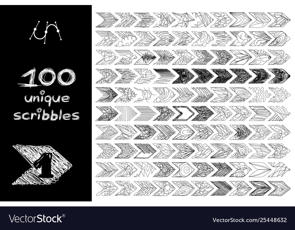 100 Black Scribble Objects