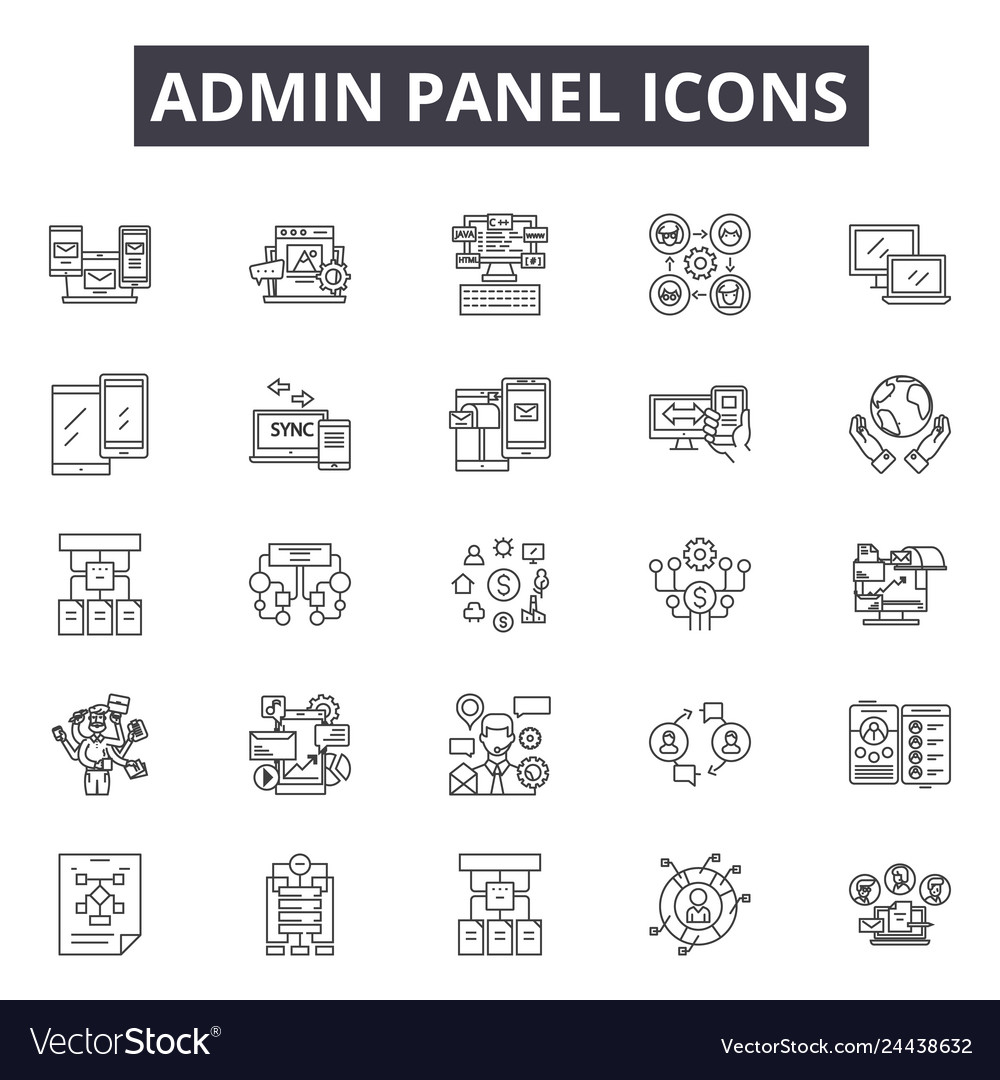 Admin panel line icons editable stroke signs Vector Image