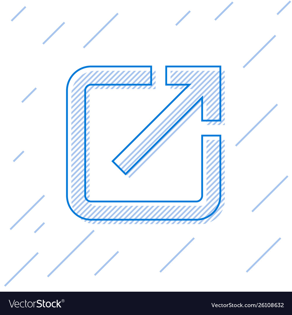 Blue open in new window line icon isolated