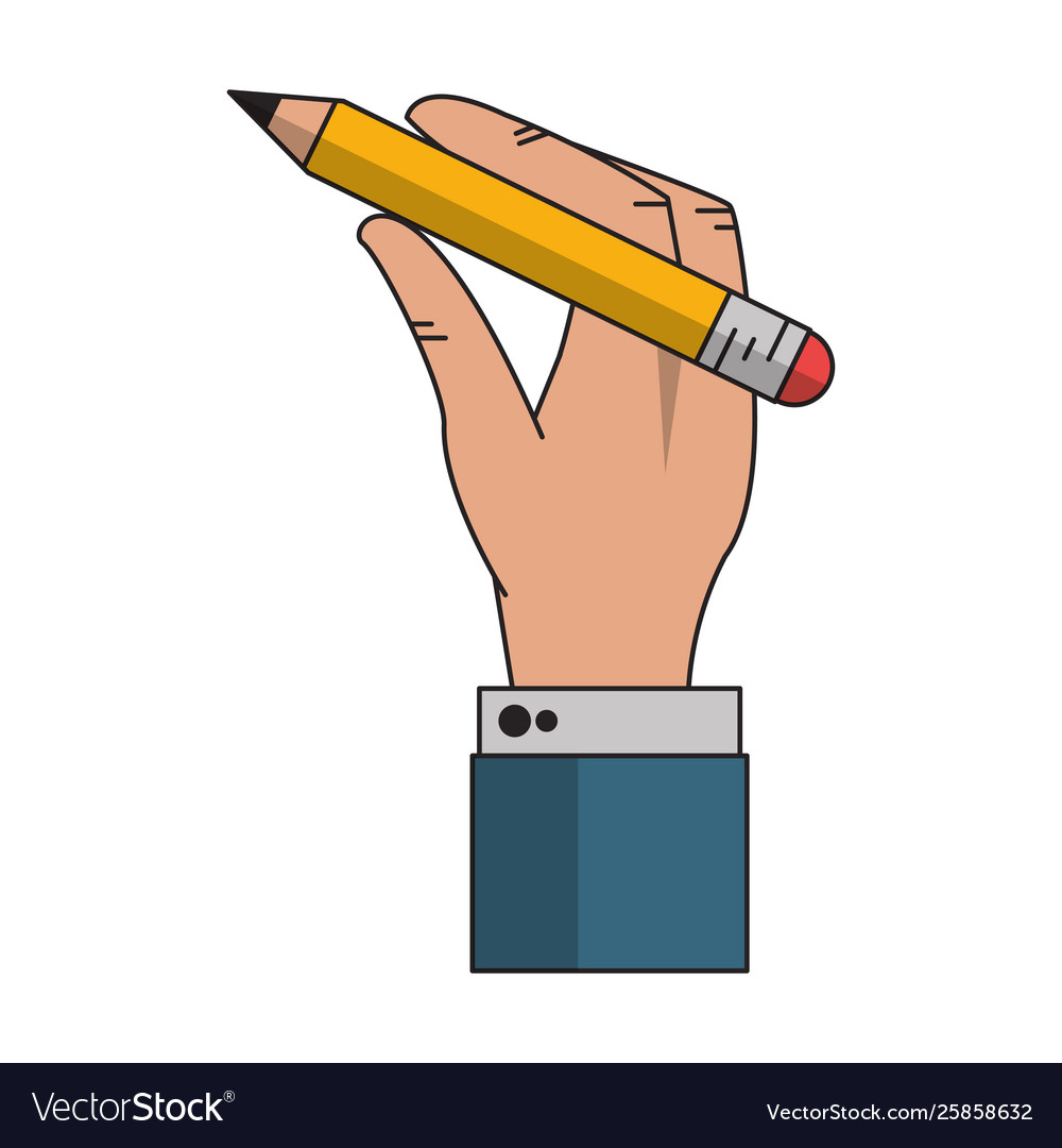 Businessman hand holding pencil cartoon Royalty Free Vector