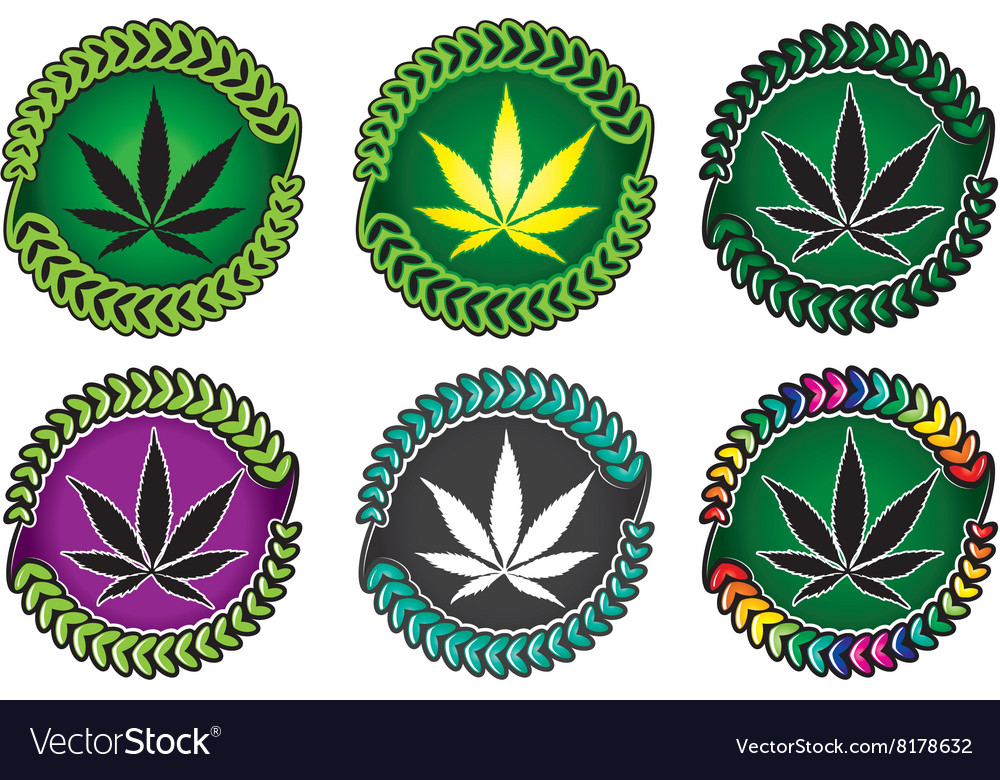 Cannabis marijuana hemp leaf symbol stamps