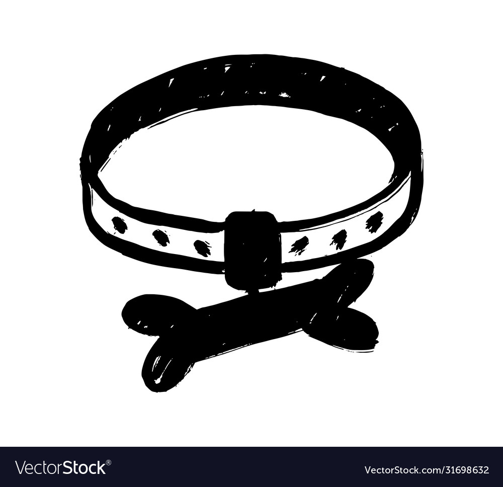 Dog collar icon grunge design style doodle