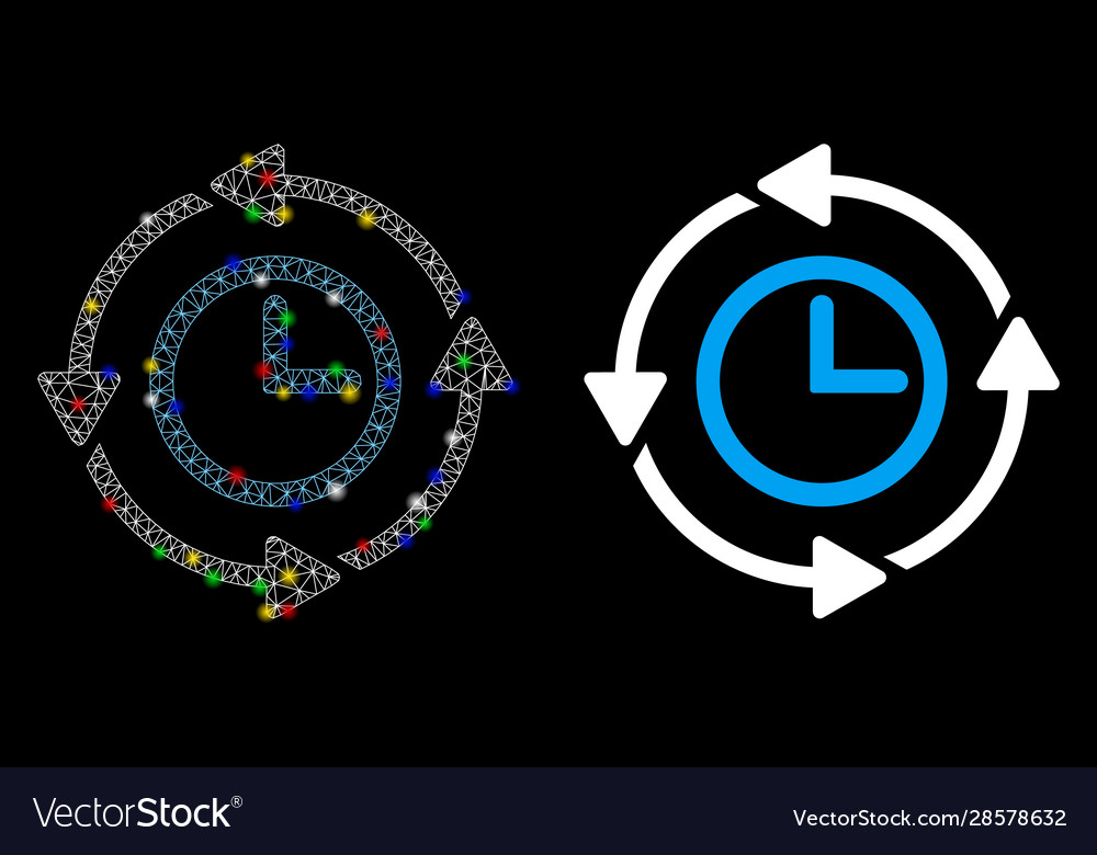 Flare mesh carcass wayback clock icon with vector image Flare mesh carcass wayback clock icon with