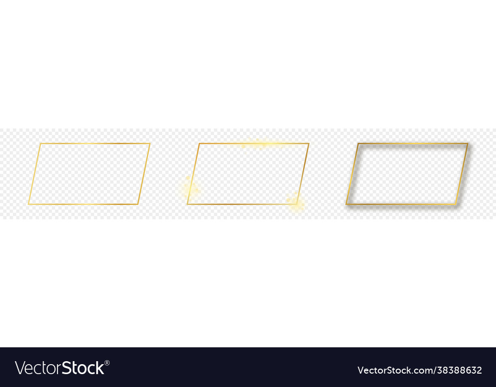 Gold glowing rectangular shape frame Vector Image Gold glowing rectangular shape frame