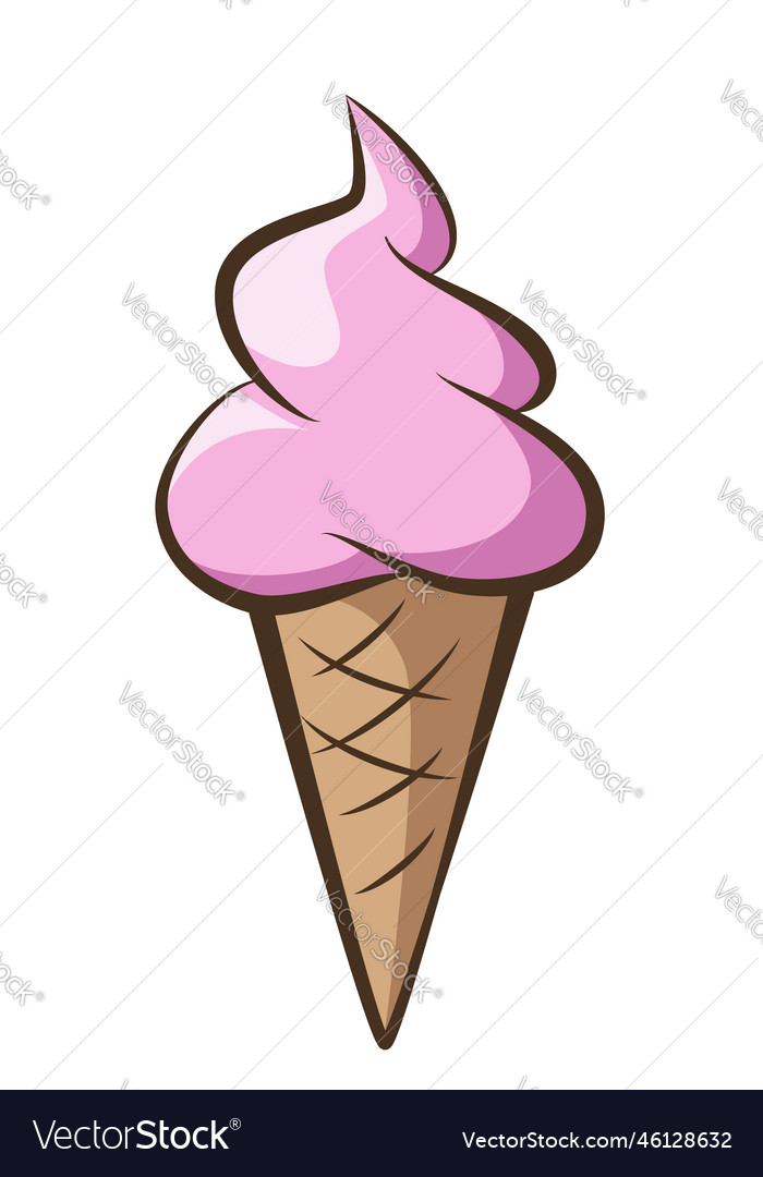 Ice cream - soft serve in a cone color Royalty Free Vector