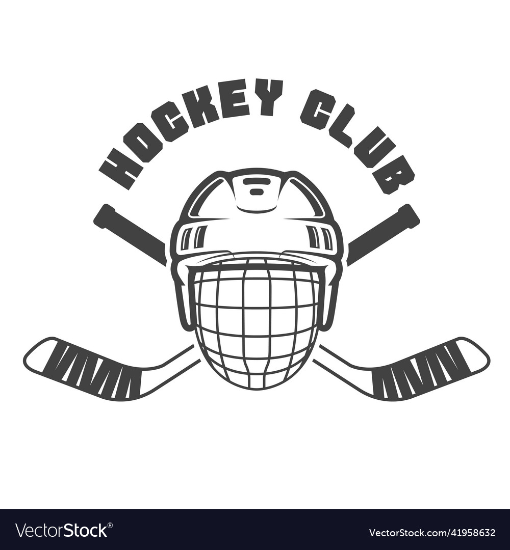 Ice hockey emblem with helmet and two crossed