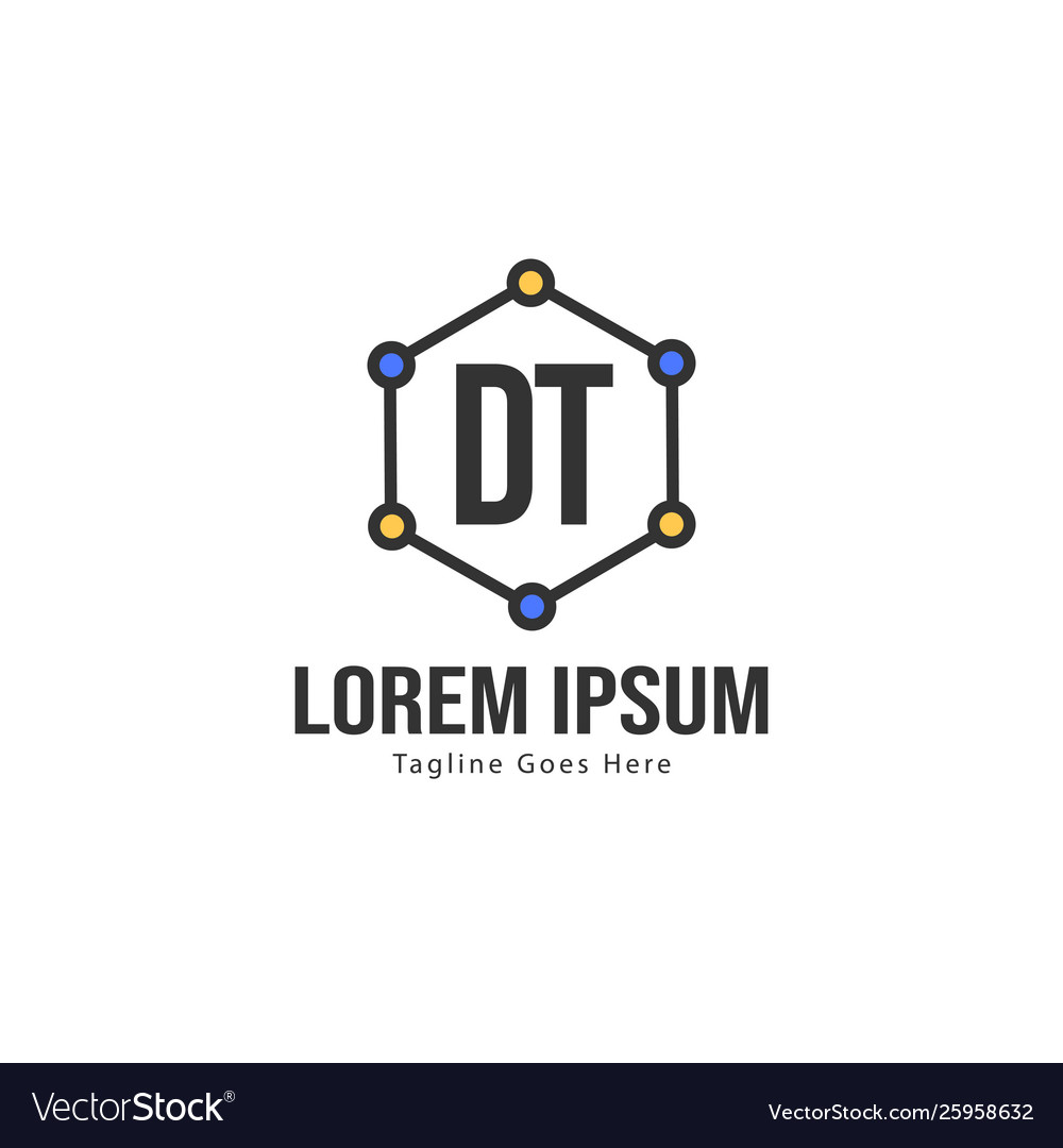 Initial dt logo template with modern frame