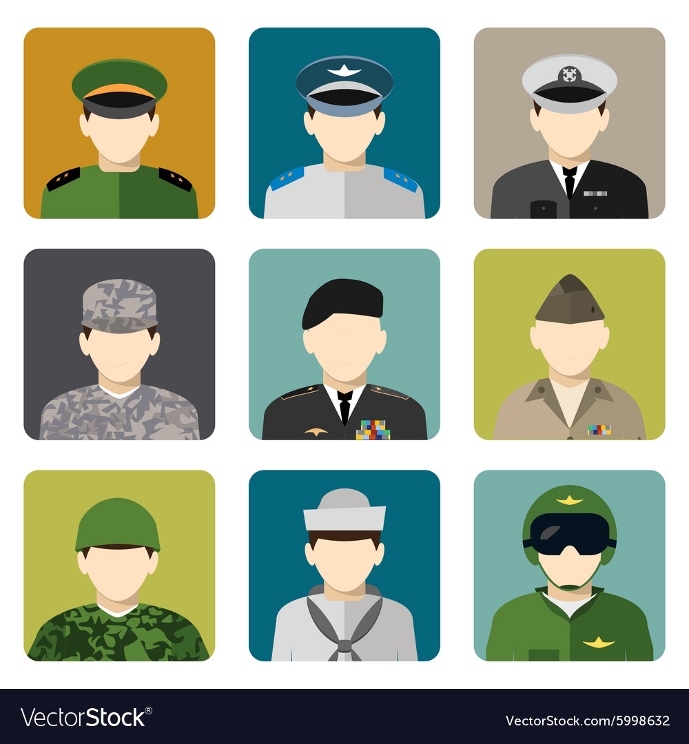 Military social network avatar icons set Vector Image