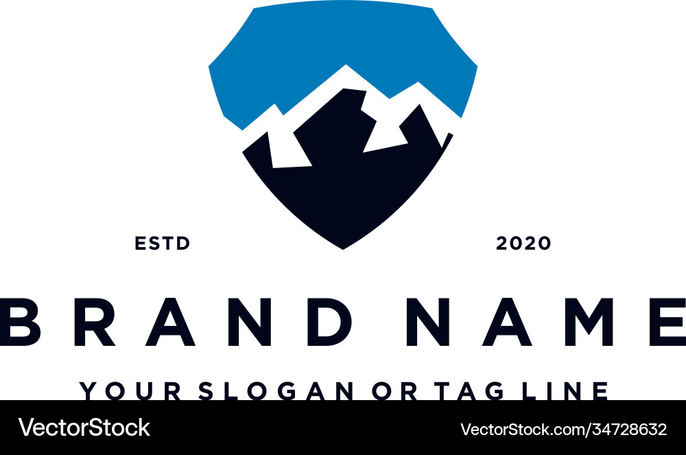Mountain shield logo design concept Royalty Free Vector