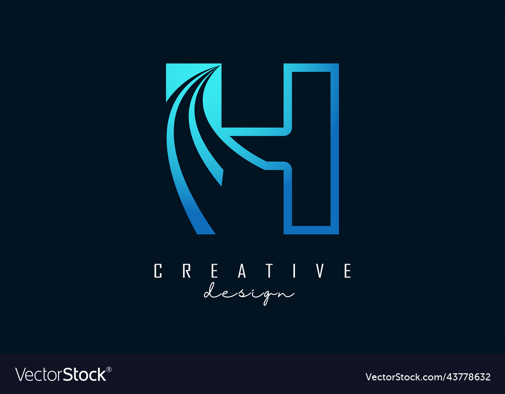 Outline creative letter h logo with leading lines Vector Image