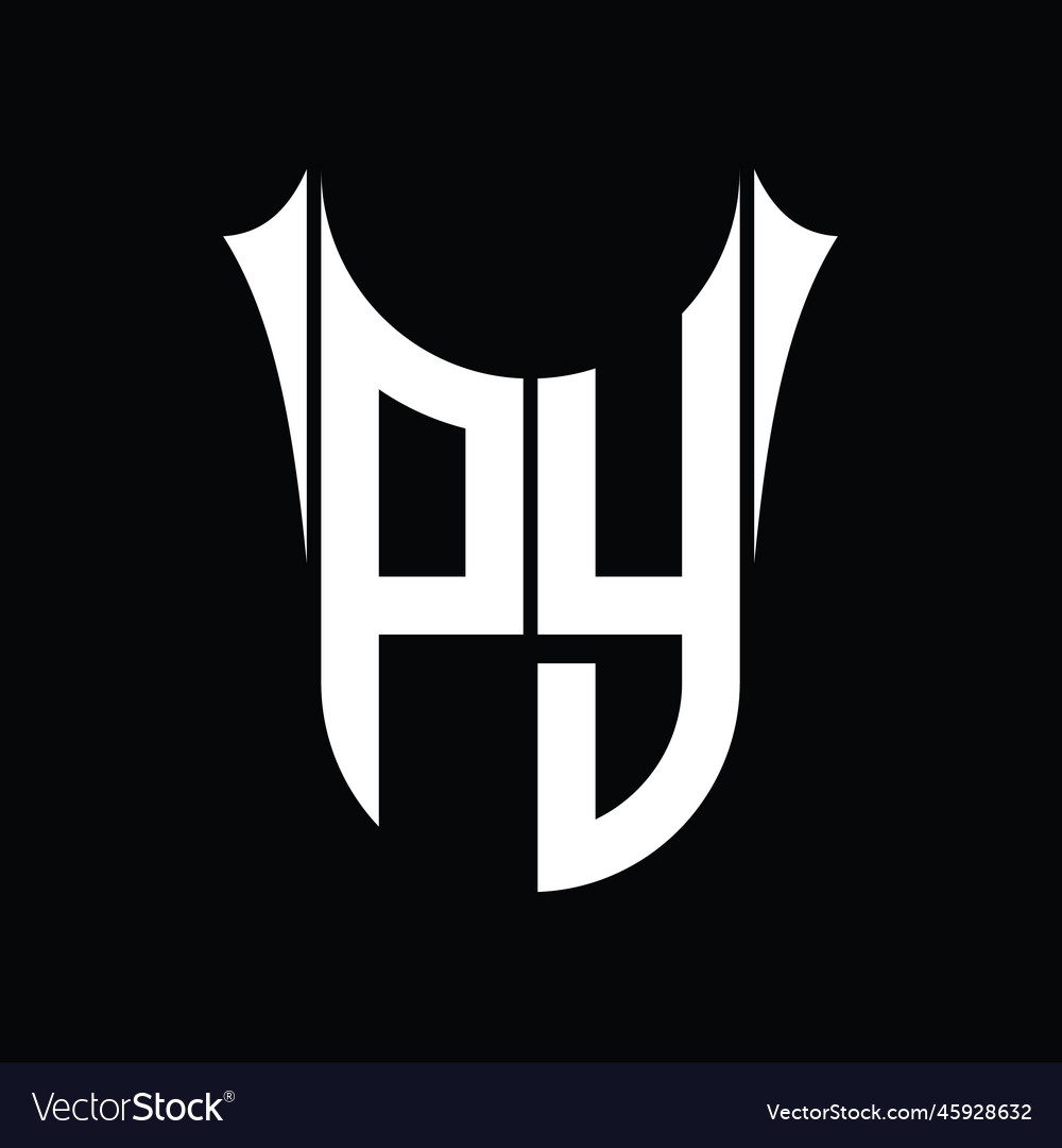 Py logo monogram shield sharp half round shape Vector Image Py logo monogram shield sharp half round shape