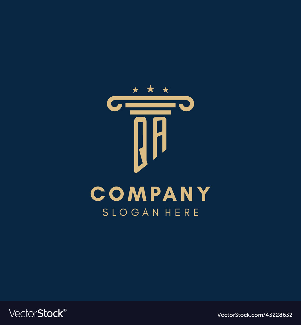Qa monogram initial logo with pillar and stars