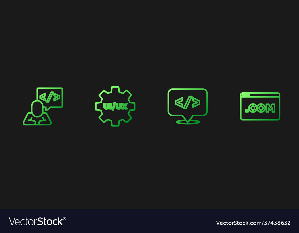 Set line front end development ui or ux design vector image Set line front end development ui or ux design