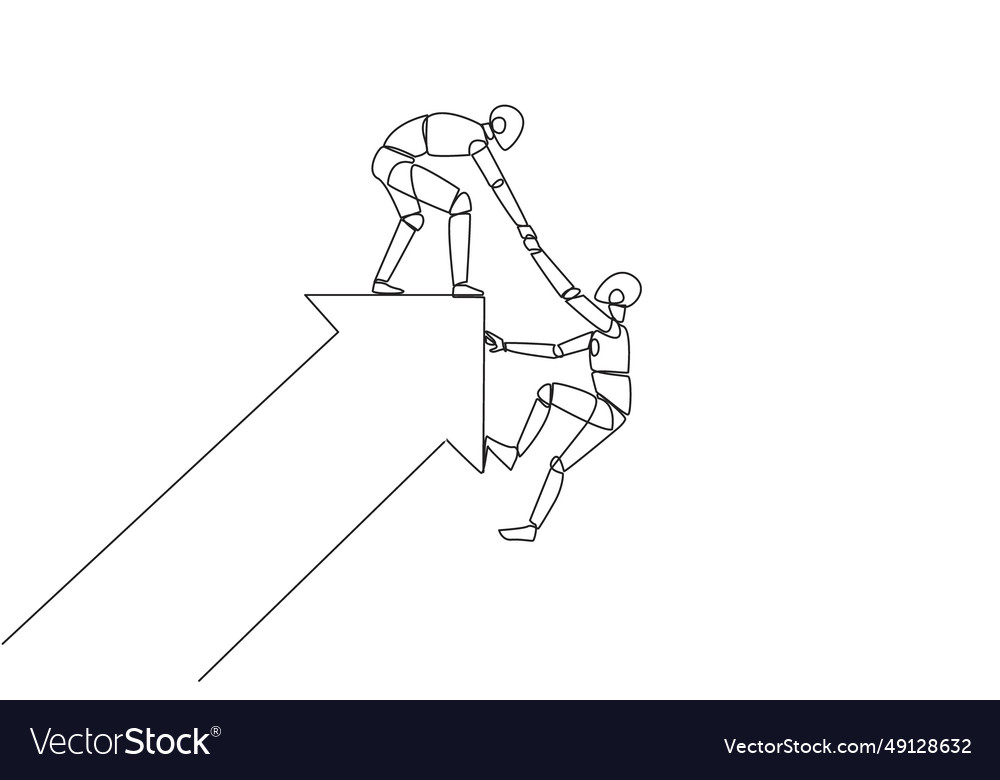 Single continuous line drawing a robot pulled vector image Single continuous line drawing a robot pulled