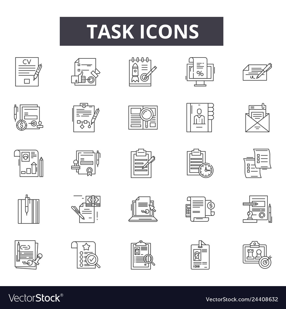 Task line icons for web and mobile design vector image Task line icons for web and mobile design
